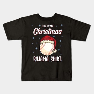 Christmas Pajama Baseball Ball Santa hat Kids T-Shirt